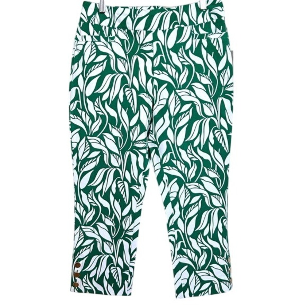 Soft Surroundings Superla Slim Leg Crop Pants Leaf Print Ankle Pants Size 6/8 - Picture 3 of 15